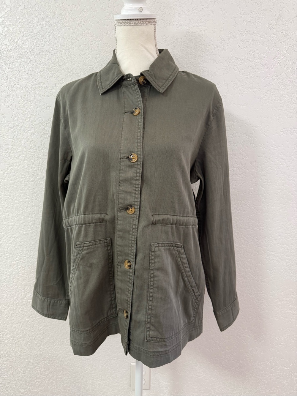 STYLE & CO. Maritime Spirit Utility Jacket Olive Drab Button Pockets Women's S